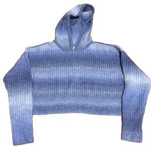 NWT Offline By Aerie Ribbed Cropped Sweater Hoodie Blue Ombré Long Sleeve - S